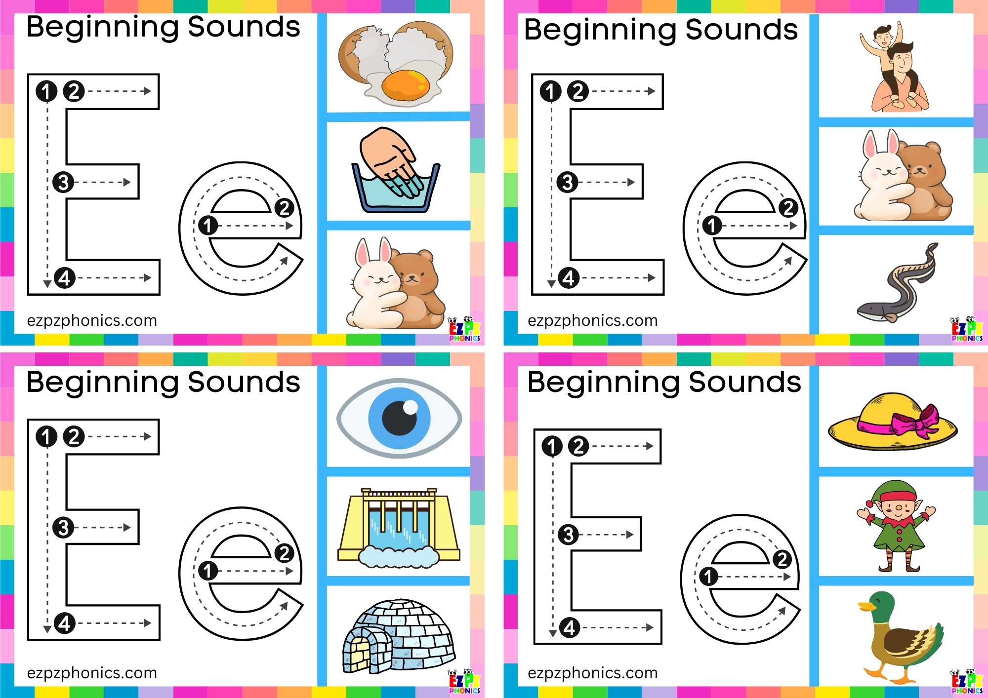 Trace The Letter E And Clip The Image Clip Card 2